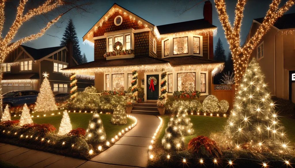Festive holiday lighting display